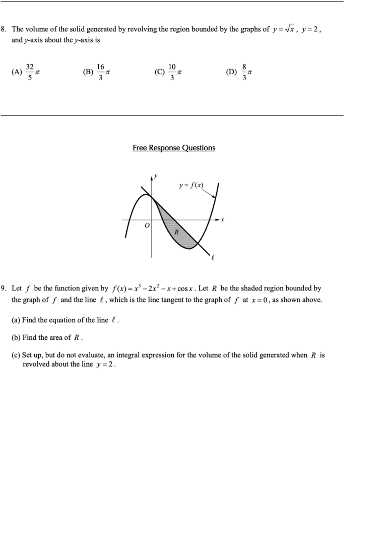 Volumes by Disk and Washers in Application of Integration